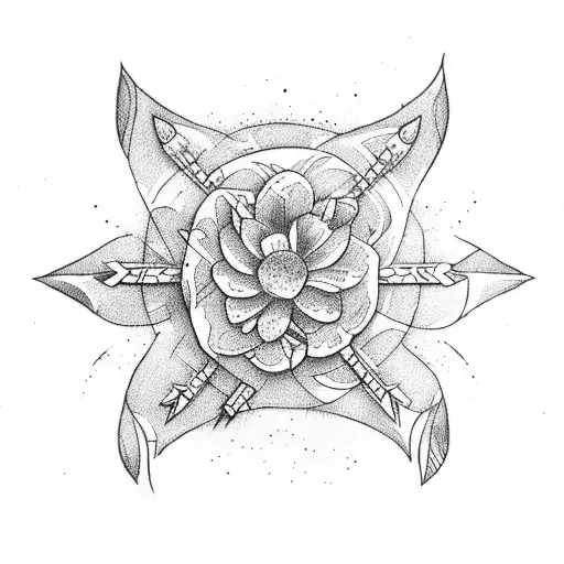 bunch of arrows with flowers tattoo design idea