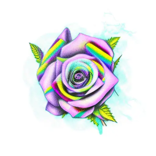 Bisexual flags colors, violets flowers tattoo design idea
