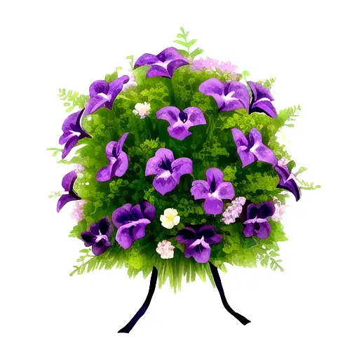 Triangular bouquet of violet (viola odora) flowers tattoo design idea