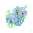 3 viola odora flowers in a triangular shape, pastel colors tattoo design idea