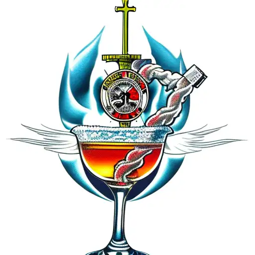 mixing our drinks with holy water wont cover up sins that are bound to gollow tattoo design idea