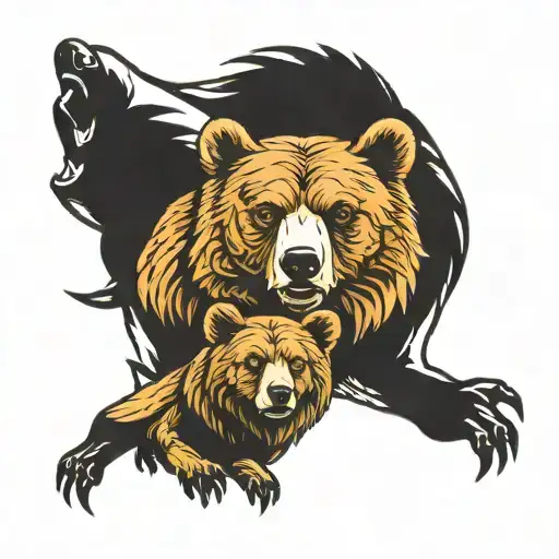 bear and cubs tattoo design idea