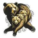 bear and cubs tattoo design idea