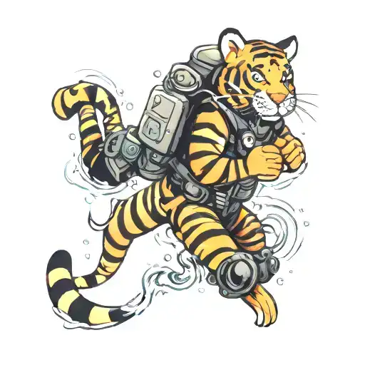 tigger scuba diver tattoo design idea