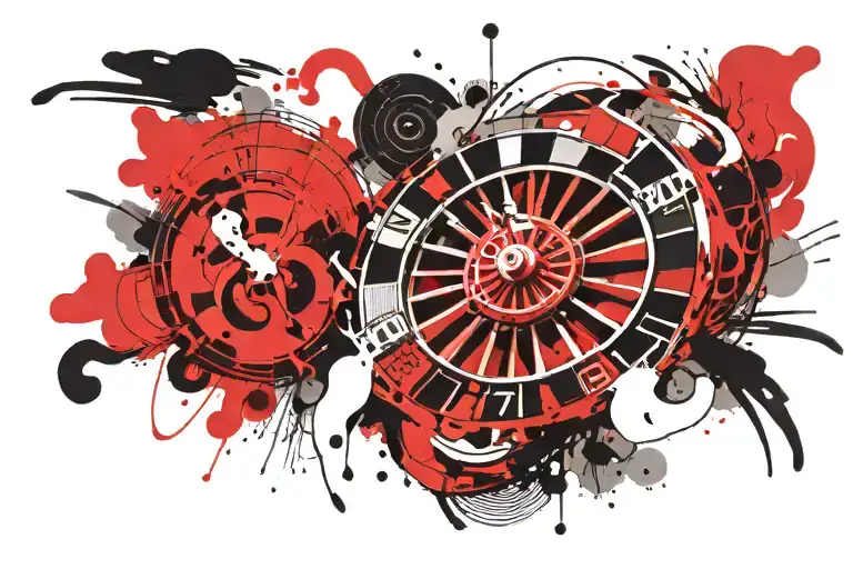 roulette wheel spinning tattoo design idea