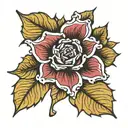 Tudor rose maple leaf morphing tattoo design idea