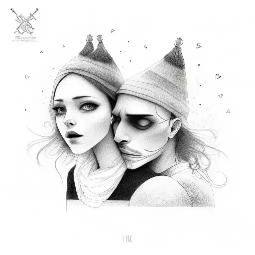 matching b/w Soulmate love  tattoo design idea