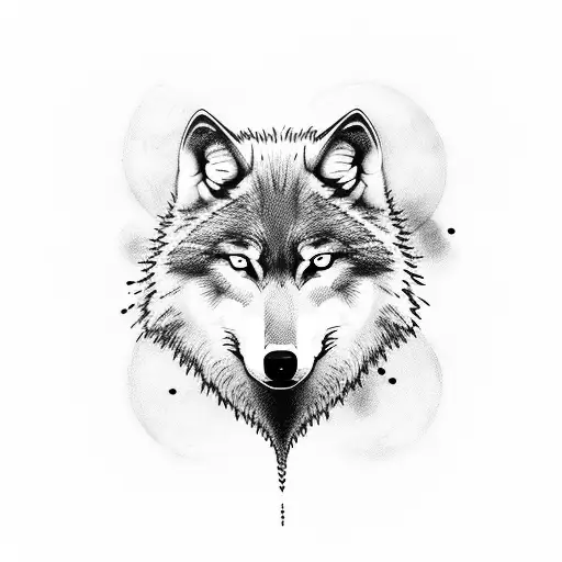 wolf with red eyes in the moonlight tattoo design idea