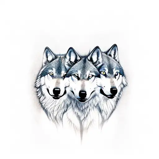 three little wolves together  tattoo design idea