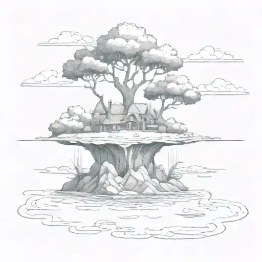 Floating island  tattoo design idea