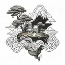 Floating island  tattoo design idea