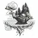 Floating island  tattoo design idea
