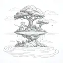 Floating island  tattoo design idea