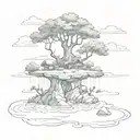 Floating tree island  tattoo design idea