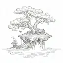 Floating tree island  tattoo design idea