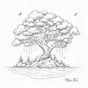 Floating tree island  tattoo design idea