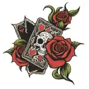 rose and blackjack hand tattoo design idea