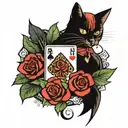 rose and blackjack hand tattoo design idea