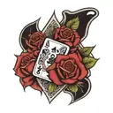 rose and blackjack hand tattoo design idea