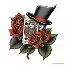 rose and blackjack hand tattoo design idea