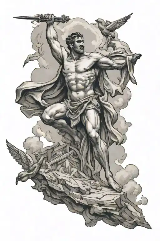 vulcan being thrown from mount olympus tattoo design idea