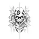 Create a tattoo featuring a crypt and extreme sports imagery tattoo design idea