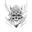 Create a tattoo featuring a crypt and extreme sports imagery tattoo design idea