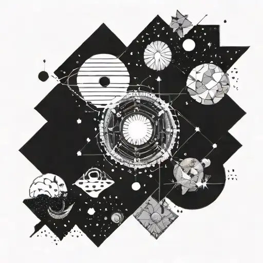  representation of the universe with psychedelic colors and geometric shapes tattoo design idea