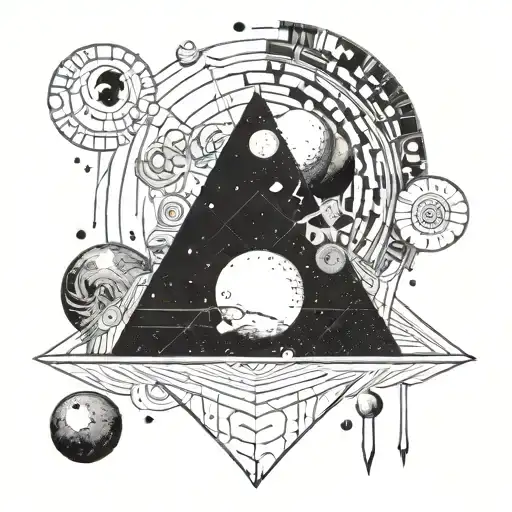  representation of the universe with psychedelic colors and geometric shapes tattoo design idea