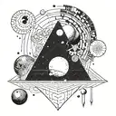  representation of the universe with psychedelic colors and geometric shapes tattoo design idea