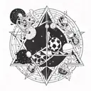  representation of the universe with psychedelic colors and geometric shapes tattoo design idea