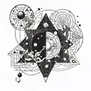  representation of the universe with psychedelic colors and geometric shapes tattoo design idea