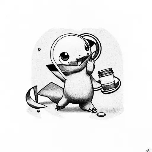 Pokémon eating hot dog tattoo design idea