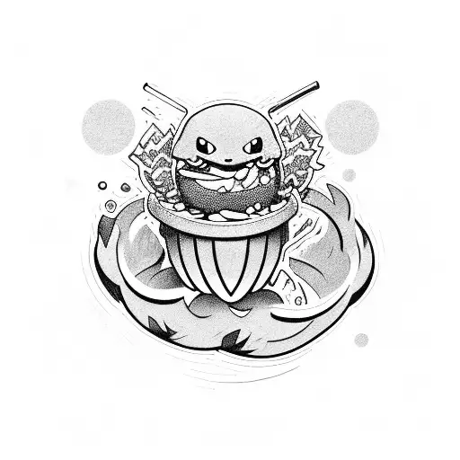 Pokémon eating hot dog tattoo design idea