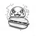 Pokémon eating hot dog tattoo design idea