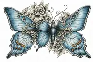 Blue butterfly edgy  tattoo design idea
