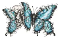 Blue butterfly edgy  tattoo design idea