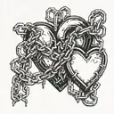 A heart with chains and locks, symbolizing the feeling of being trapped by heartbreak tattoo design idea