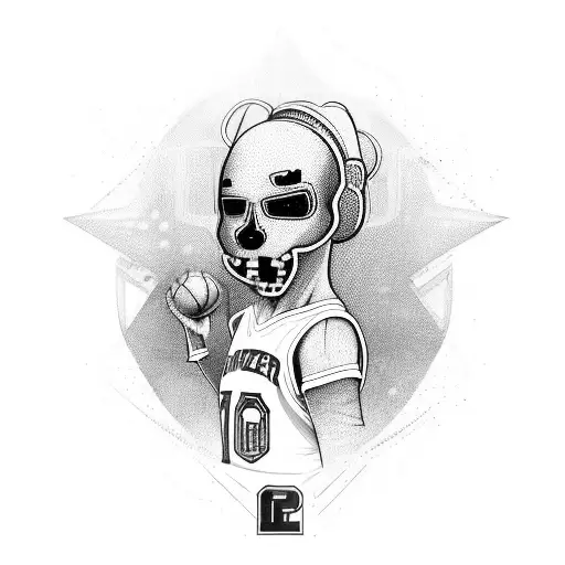 Hacker-themed basketball jersey with Sophie's name tattoo design idea