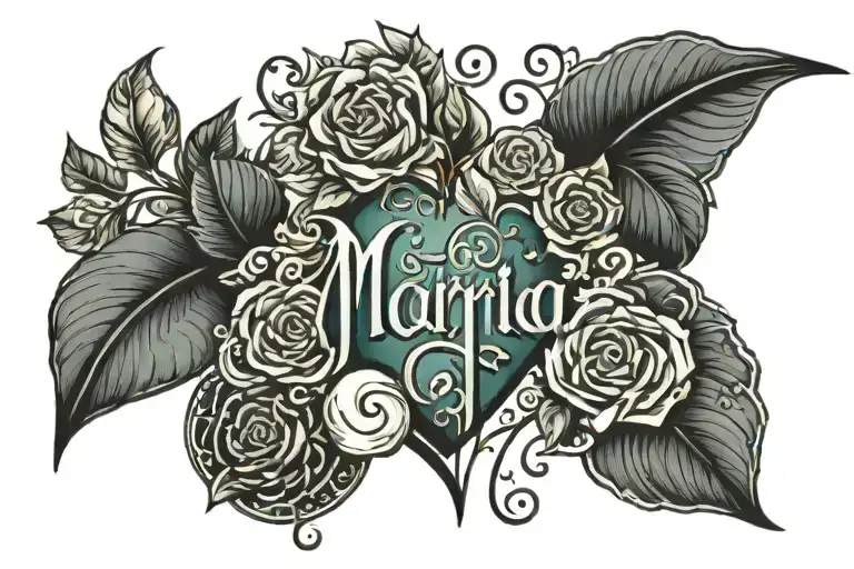 I need a tattoo with the following name "Maria Eduarda" with details of heartbeats at the beginning, between the names a tattoo design idea