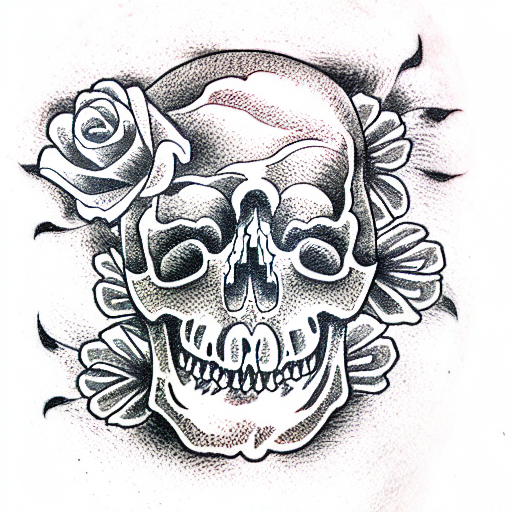 Skull and Roses tattoo design idea