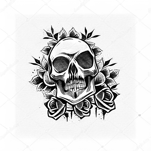 Skull and Roses tattoo design idea