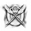 angel of death war sword shield cross royalty  tattoo design idea