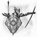 elf fighter crossbow armor fighting tattoo design idea