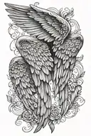 pink angel wings black and white tattoo design idea