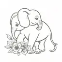 tiny elephant with flowers inside tattoo design idea
