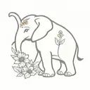 tiny elephant with flowers inside tattoo design idea