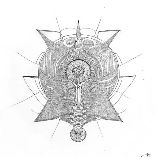 thoth sun tree of life biomechanical tattoo design idea