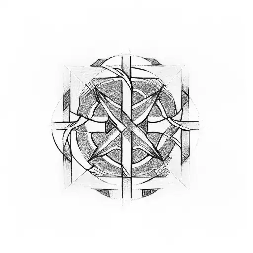 A geometric pattern incorporating multiple crosses in a symmetrical design, symbolizing the interconnectedness of faith and salvation in the worshipper's life tattoo design idea
