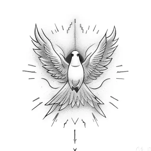 Holy Spirit dove on fire tattoo design idea